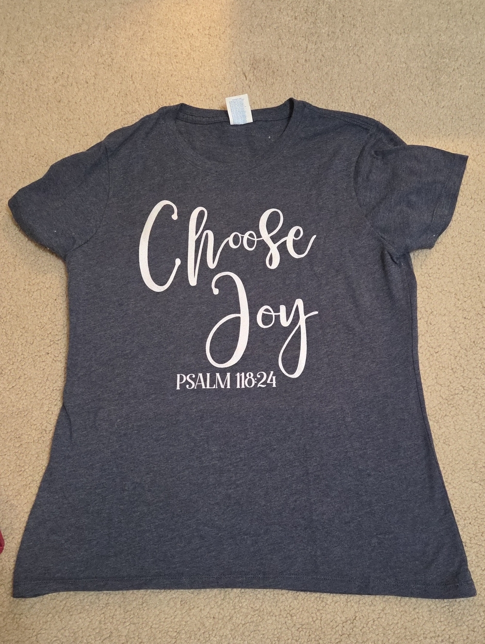 Choose Joy Graphic Tee in Heather Navy with White Script